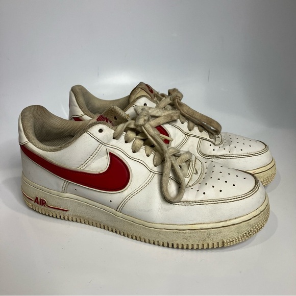 Nike Air Force 1 sneakers white red casual collegiate women’s size 7.5 - Picture 1 of 9